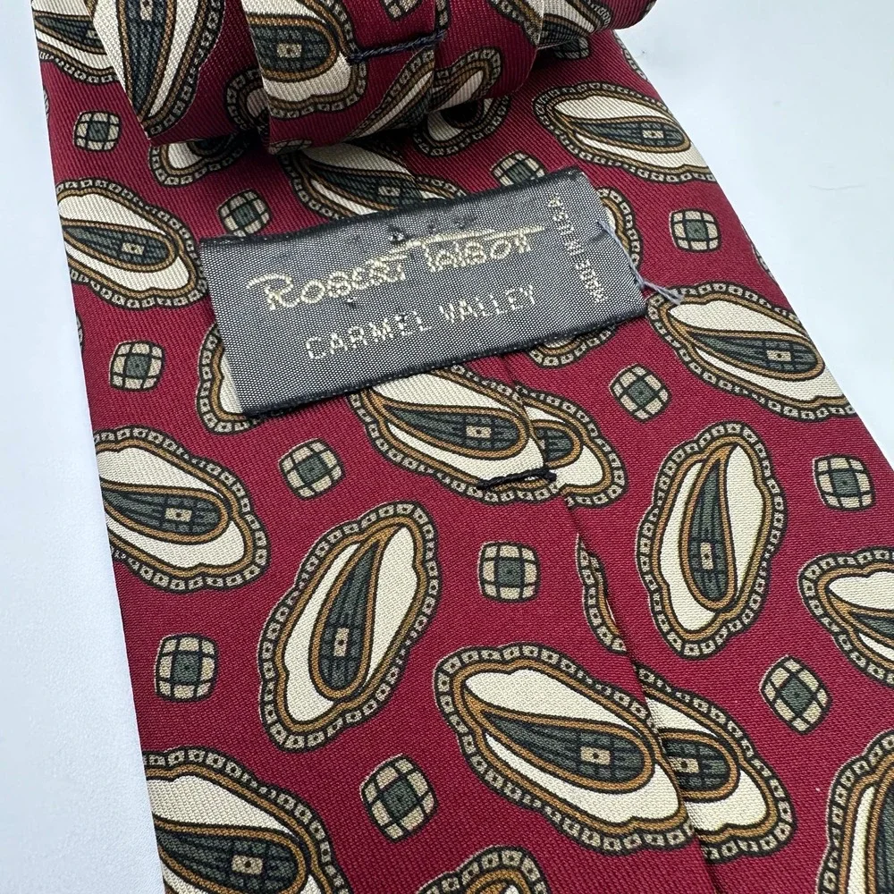 Robert Talbott‎ Camel Valley Silk Neck Tie 57.5 x 3.75 burgundy geometric